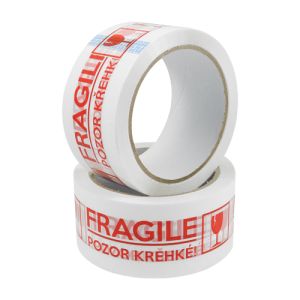 Lepicí páska 48 mm x 66 ms potiskem - Fragile/Křehké!