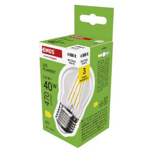 EMOS LED FLM MINI GL 3,4 W (40 W) 470lm E27 NW 1525743403