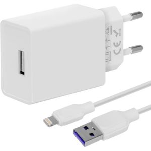 OBAL:ME Cestovná Nabíjačka USB-A 10W + USB-A/Lightning Kábel 1m White 8596311218859