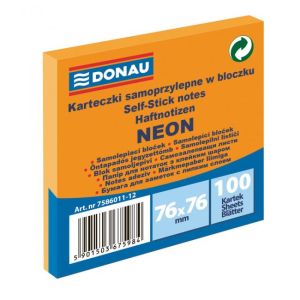 Samolepící bloček Donau neonový 76x76 mm oranžový