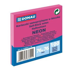 Bloček Donau neonový 76x76 mm růžový