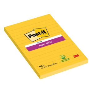 Bloček Post-it Super Sticky, 102x152 mm, žlutý, linkované