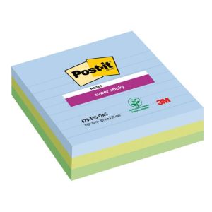 Bloček Post-it Super Sticky OASIS, velikost 101x101 mm XL, linkované, 3 bločky po 70 lístků