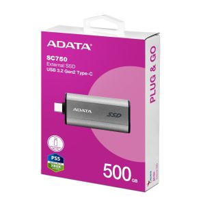 ADATA SC750/500GB/SSD/Externý/Sivá/5R SC750-500G-CCBK