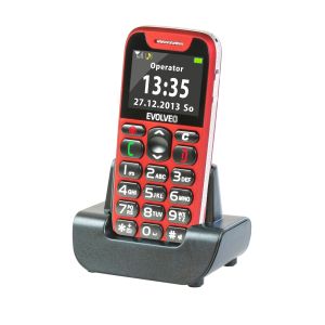 EVOLVEO EasyPhone, mobilný telefón pre seniorov s nabíjacím stojanom (červená farba) EP-500-RED