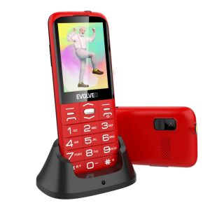 EVOLVEO EasyPhone XO, mobilný telefón pre seniorov s nabíjacím stojanom (červená farba) EP-630-XOR