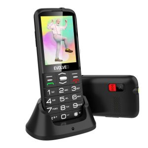 EVOLVEO EasyPhone XO, mobilný telefón pre seniorov s nabíjacím stojanom (čierna farba) EP-630-XOB