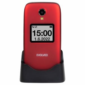 EVOLVEO EasyPhone FS, vyklápací mobilný telefón 2.8" pre seniorov s nabíjacím stojanom (červená farba EP-771-FSR