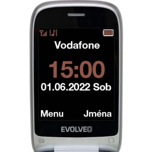 EVOLVEO EasyPhone FS, vyklápací mobilný telefón 2.8" pre seniorov s nabíjacím stojanom (červená farba EP-771-FSR