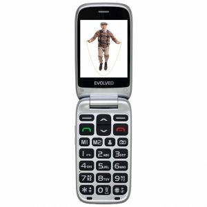 EVOLVEO EasyPhone FS, vyklápací mobilný telefón 2.8" pre seniorov s nabíjacím stojanom (červená farba EP-771-FSR