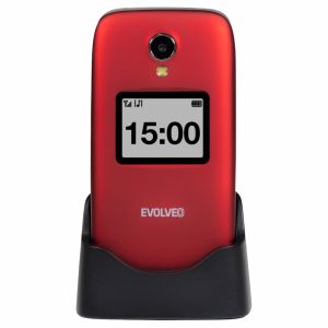 EVOLVEO EasyPhone FS, vyklápací mobilný telefón 2.8" pre seniorov s nabíjacím stojanom (červená farba EP-771-FSR