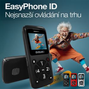 EVOLVEO EasyPhone ID, mobilný telefón pre seniorov, čierna EP-400-IDB