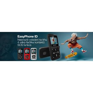 EVOLVEO EasyPhone ID, mobilný telefón pre seniorov, čierna EP-400-IDB