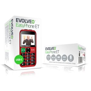 EVOLVEO EasyPhone ET, mobilný telefón pre seniorov s nabíjacím stojanom, červená EP-851-ETR