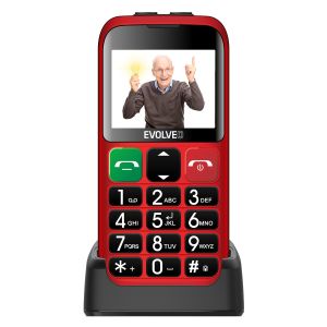 EVOLVEO EasyPhone ET, mobilný telefón pre seniorov s nabíjacím stojanom, červená EP-851-ETR