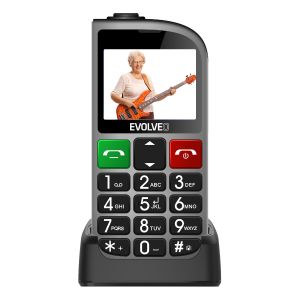 EVOLVEO EasyPhone FL, mobilný telefón pre seniorov s nabíjacím stojanom, strieborná EP-801-FLS