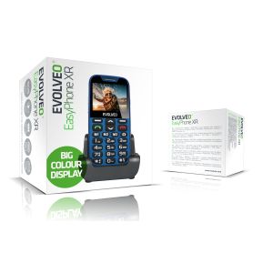 EVOLVEO EasyPhone XR, mobilný telefón pre seniorov s nabíjacím stojanom, modrá EP-601-XR-BL