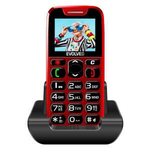 EVOLVEO EasyPhone, mobilný telefón pre seniorov s nabíjacím stojanom, červená EP-501-RD