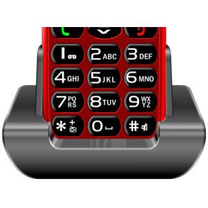 EVOLVEO EasyPhone, mobilný telefón pre seniorov s nabíjacím stojanom, červená EP-501-RD