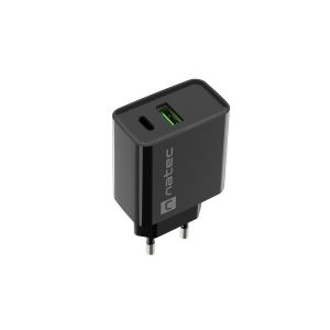 Univerzálna nabíjačka Natec RIBERA 20W 1X USB-A + 1X USB-C, čierna NUC-2062