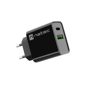 Univerzálna nabíjačka Natec RIBERA 20W 1X USB-A + 1X USB-C, čierna NUC-2062