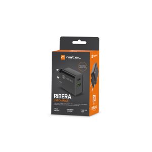 Univerzálna nabíjačka Natec RIBERA 20W 1X USB-A + 1X USB-C, čierna NUC-2062