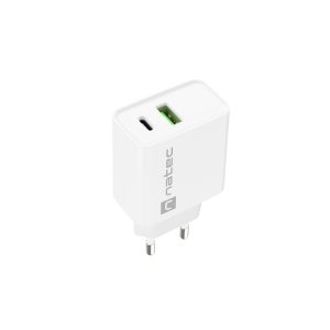 Univerzálna nabíjačka Natec RIBERA 20W 1X USB-A + 1X USB-C, biela NUC-2061