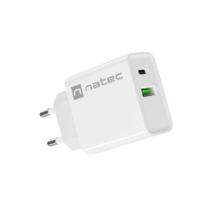 Univerzálna nabíjačka Natec RIBERA 20W 1X USB-A + 1X USB-C, biela NUC-2061