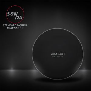 AXAGON WDC-P10T, tenká bezdrôtová rýchlonabíjačka, Qi 5/7.5/10W, micro USB WDC-P10T