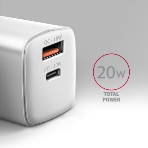 AXAGON ACU-PQ20W nabíjačka do siete 20W, 2x port (USB-A + USB-C), PD3.0/PPS/QC4+/AFC/Apple, biela ACU-PQ20W