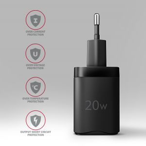 AXAGON ACU-PQ20 nabíjačka do siete 20W, 2x port (USB-A + USB-C), PD3.0/PPS/QC4+/AFC/Apple, čierna ACU-PQ20