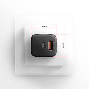 AXAGON ACU-PQ20 nabíjačka do siete 20W, 2x port (USB-A + USB-C), PD3.0/PPS/QC4+/AFC/Apple, čierna ACU-PQ20