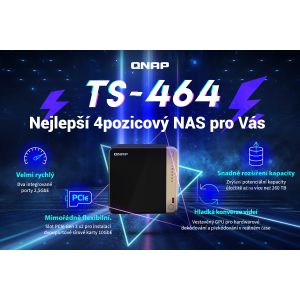 QNAP TS-464-8G (4core 2,9 GHz, 8GB RAM, 4xSATA, 2x M.2 NVM slot, 1xPCIe, 1xHDMI 4K, 2x2,5GbE, 4xUSB) TS-464-8G