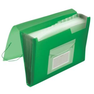 Aktovka plastová s 12 přihrádkami Q-CONNECT průhledná zelená