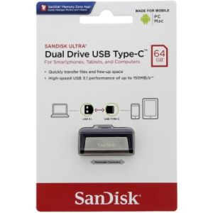 SanDisk Ultra Dual/64 GB/150 MBps/USB 3.1/USB-A + USB-C SDDDC2-064G-G46