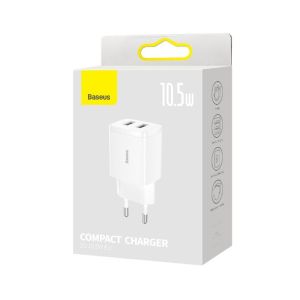 Baseus nabíjačka do siete Compact 2xUSB 10,5W biela 6932172606916