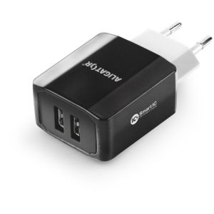 Múdra sieťová nabíjačka ALIGATOR 3.4A, 2xUSB, smart IC, čierna, kábel pre iPhone/iPad 2A CHS0001