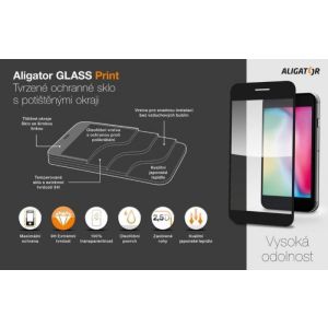 Aligator Ochranné tvrdené sklo GLASS PRINT, iPhone 14 Pro, čierna, celoplošné lepenie GLP0187