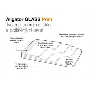 Aligator ochranné tvrdené sklo GLASS PRINT, Samsung Galaxy A34 (5G), čierna, celoplošné lepenie GLP0207