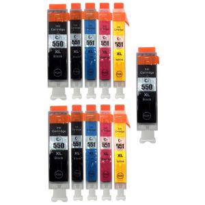 Cartridge 2 x Canon CLI-551 XL CMYK, PGI-550 XL + PGI-550 XL ZDARMA, multipack, alternativní