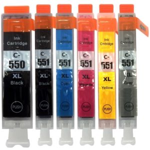 Cartridge Canon CLI-551 XL CMYK, PGI-550 XL, CLI-551GY XL, šestbalení, multipack, alternativní