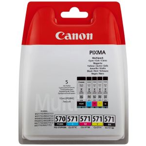 Cartridge Canon CLI-571 CMYK, PGI-570, 0372C006, 5-pack, multipack, originál