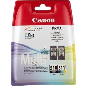 Cartridge Canon PG-510 + CL-511, 2970B010, dvojbalení, multipack, originál