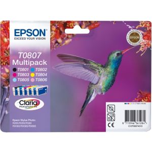 Cartridge Epson T0807, CMYK + LC + LM, šestbalení, multipack, originál