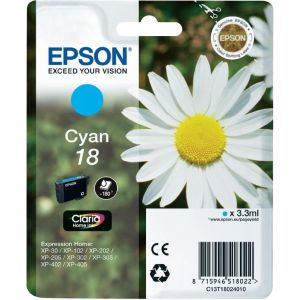 Cartridge Epson T1802 (18), C13T18024012, azurová (cyan), originál