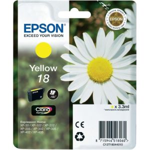 Cartridge Epson T1804 (18), C13T18044012, žlutá (yellow), originál