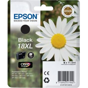 Cartridge Epson T1811 (18XL), C13T18114012, černá (black), originál