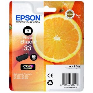 Cartridge Epson T3341 (33), C13T33414012, foto černá (photo black), originál