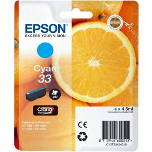 Cartridge Epson T3342 (33), C13T33424012, azurová (cyan), originál