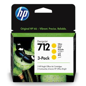 Cartridge HP 712, 3ED79A, 3-pack, žlutá (yellow), originál